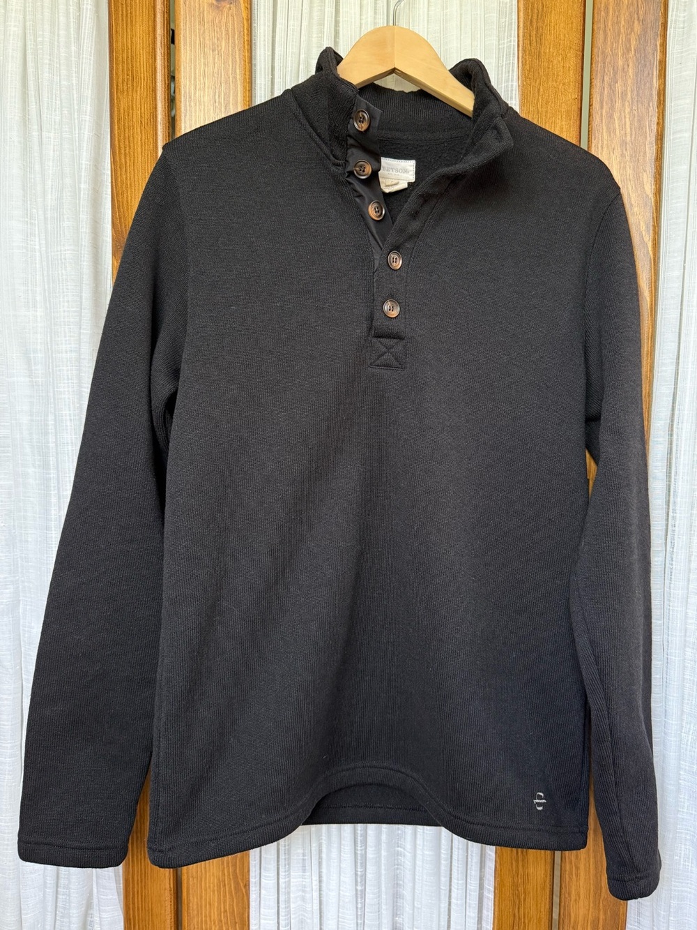 Stetson Black Wool-Look Collar Label Sweater